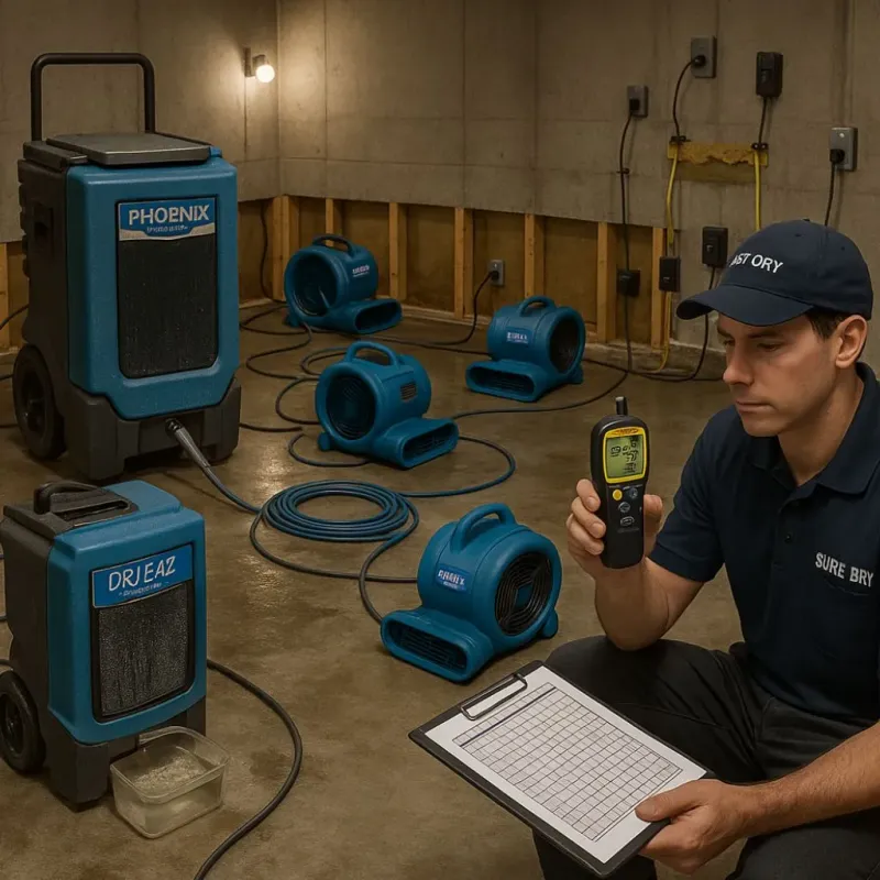 Structural Drying and Dehumidification process in Old Fig Garden, CA